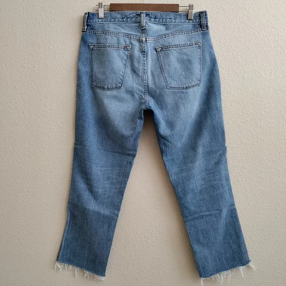 J. Crew Vintage Straight Raw Frayed Jeans High Rise Destroy Size 28R - Picture 6 of 15